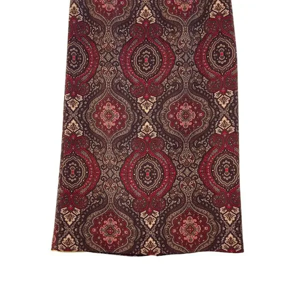 Vintage Briggs Size 8 Burgundy Brown Long Modest Skirt Back Zipper Paisley Print - Picture 3 of 8